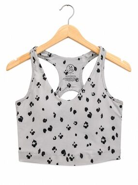 Sage Leopard Print Racerback Sports Bra/ Tank Small